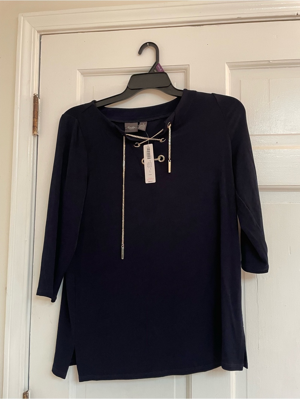 Brand new Chicos Navy Chain-Accent Women's top